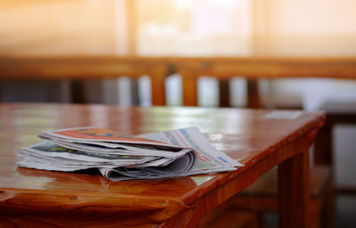 Newspaper on table