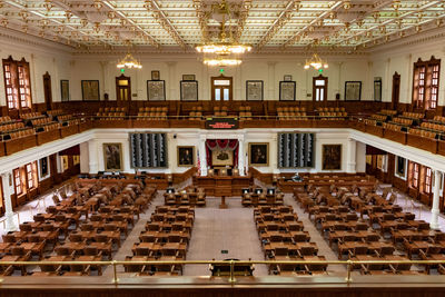 High angle view of building interior