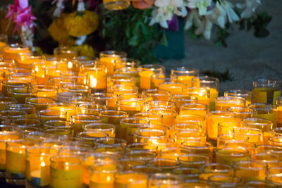 Close-up of illuminated candles