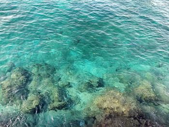 High angle view of blue sea