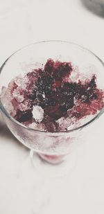 High angle view of ice cream on table