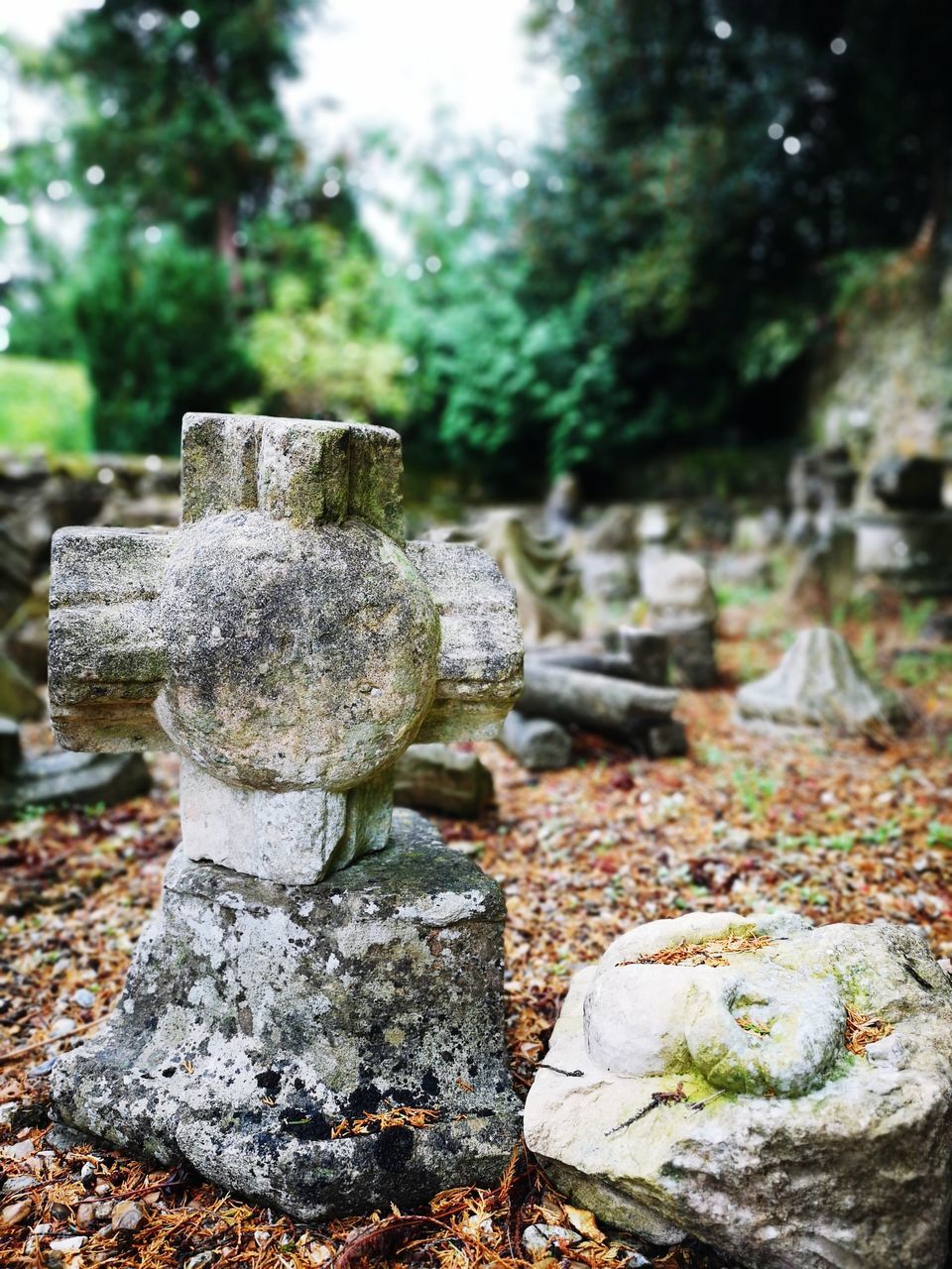 day, stone, solid, no people, focus on foreground, nature, plant, close-up, stone material, grave, tree, cemetery, outdoors, old, tombstone, tranquility, rock, religion, art and craft, spirituality