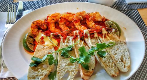 High angle view of meal served in plate