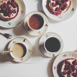 Directly above shot of coffee cup on table