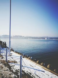 Scenic view of sea against clear sky