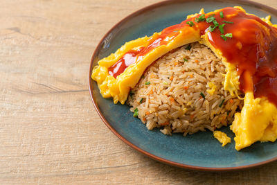 Close-up of food in plate on table