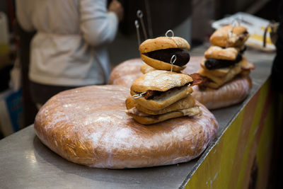 Close-up of book on table in bakery