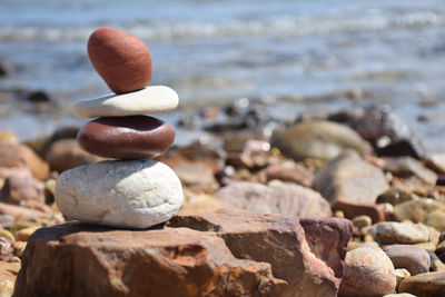 Close-up of pebbles on beach