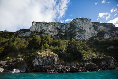 Scenic view of sea and rocks against sky