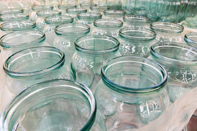 Empty jars on table