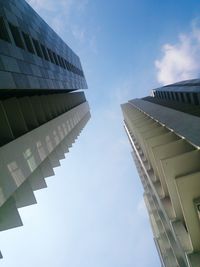 Low angle view of modern building against sky