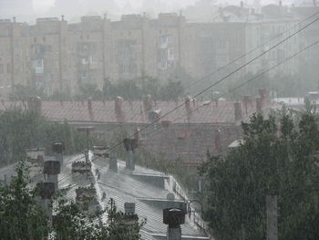 High angle view of street amidst buildings in city