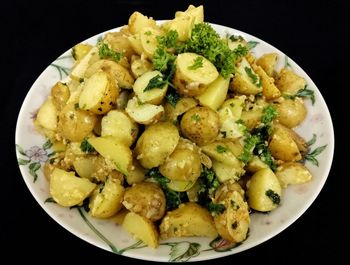 High angle view of meal served in plate