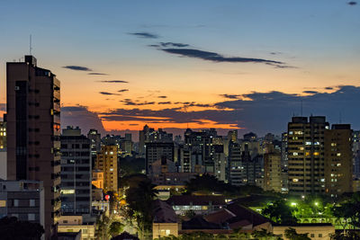 Skyline of belo horizonte city at sunset