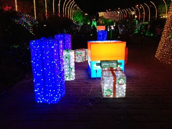 Illuminated lights at night