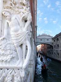 Beautiful and unique view of the canal and bridge of sighs, venice italy