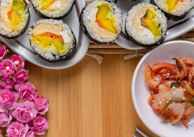 High angle view of food on table