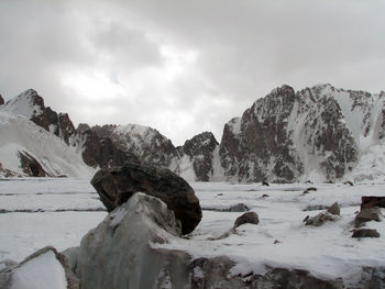 Scenic view of snow mountains against sky