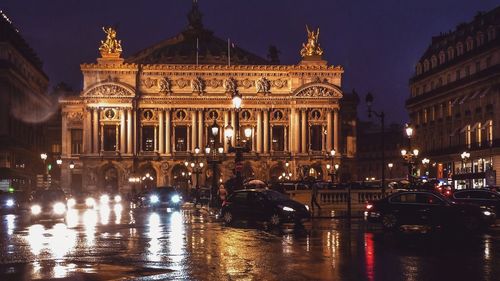 View of historical building at night