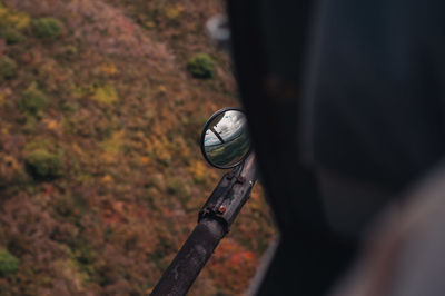 Close-up of helicopter in the air 