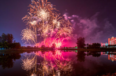 Firework display during celebration at night