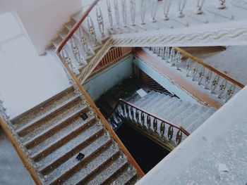 High angle view of spiral staircase