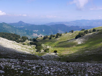 Beautiful rural landscape walking along the mount autore, in italy