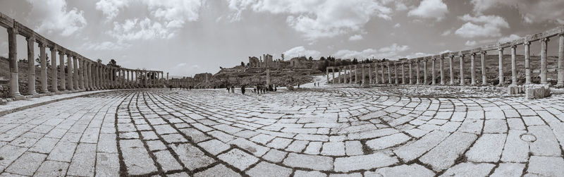 Panoramic view of footpath against sky