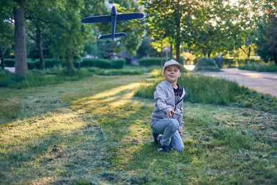 Portrait of boy in sunlight