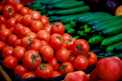 Close-up of tomatoes for sale in market