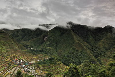 Scenic view of landscape against cloudy sky