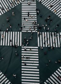 High angle view of crowd on crossroad