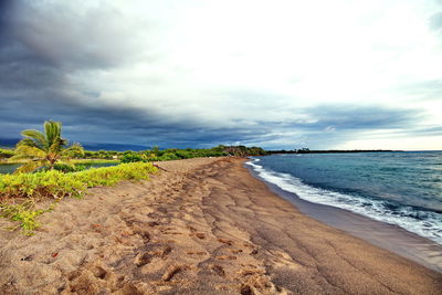 Scenic view of beach against sky