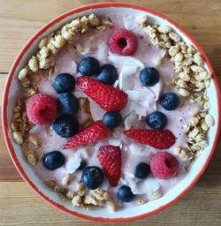 Directly above shot of breakfast served in bowl