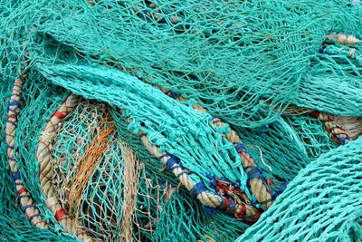 High angle view of fishing net