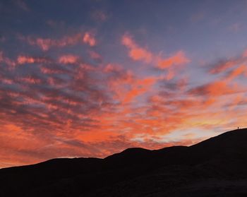 Scenic view of silhouette mountains against sky at sunset