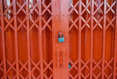 Full frame shot of closed metal gate