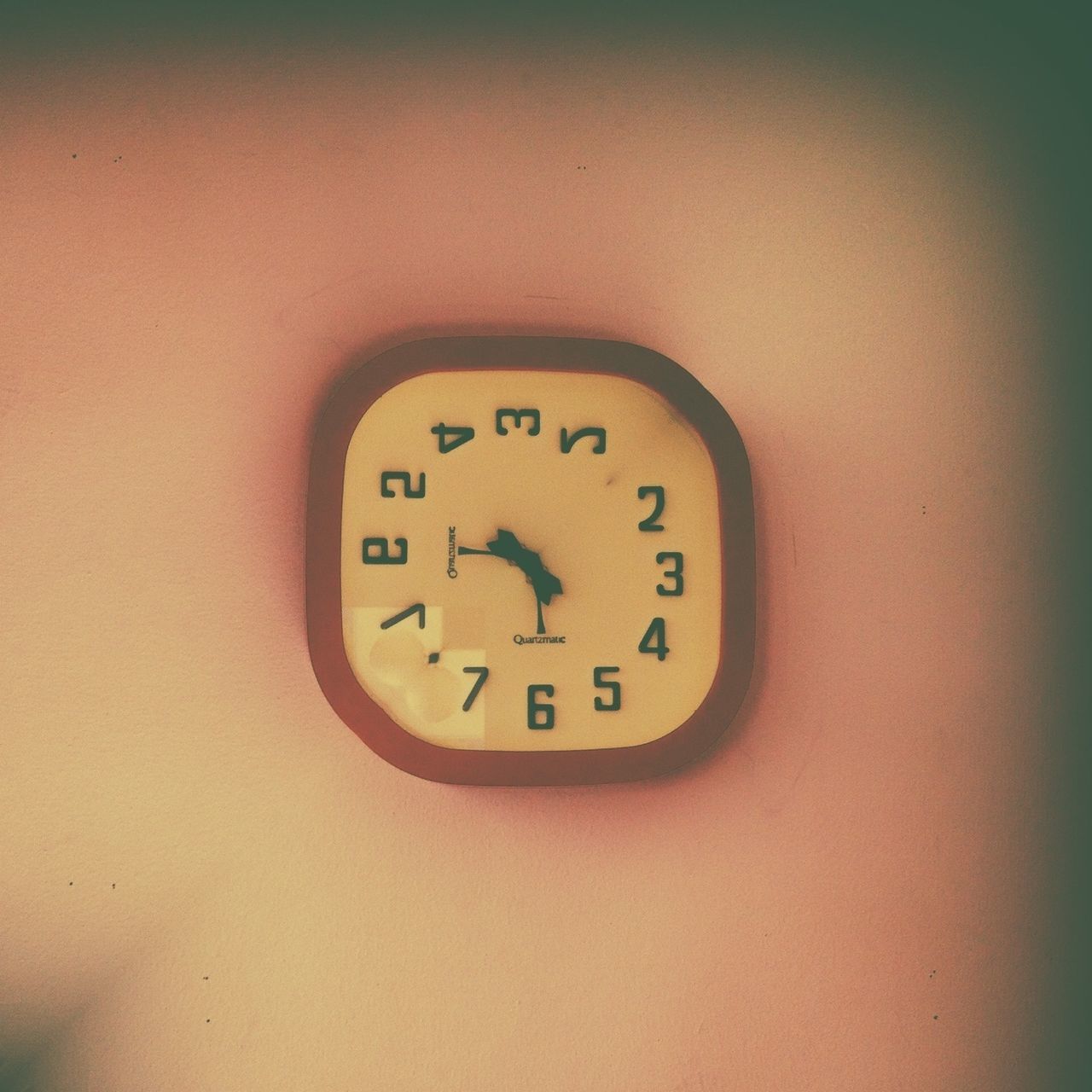 communication, text, number, clock, time, indoors, western script, close-up, technology, wall - building feature, old-fashioned, no people, circle, wall, metal, old, accuracy, clock face, wall clock, single object