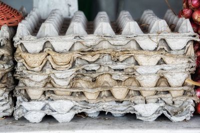 Close-up of stack of firewood