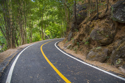 Road amidst trees in forest