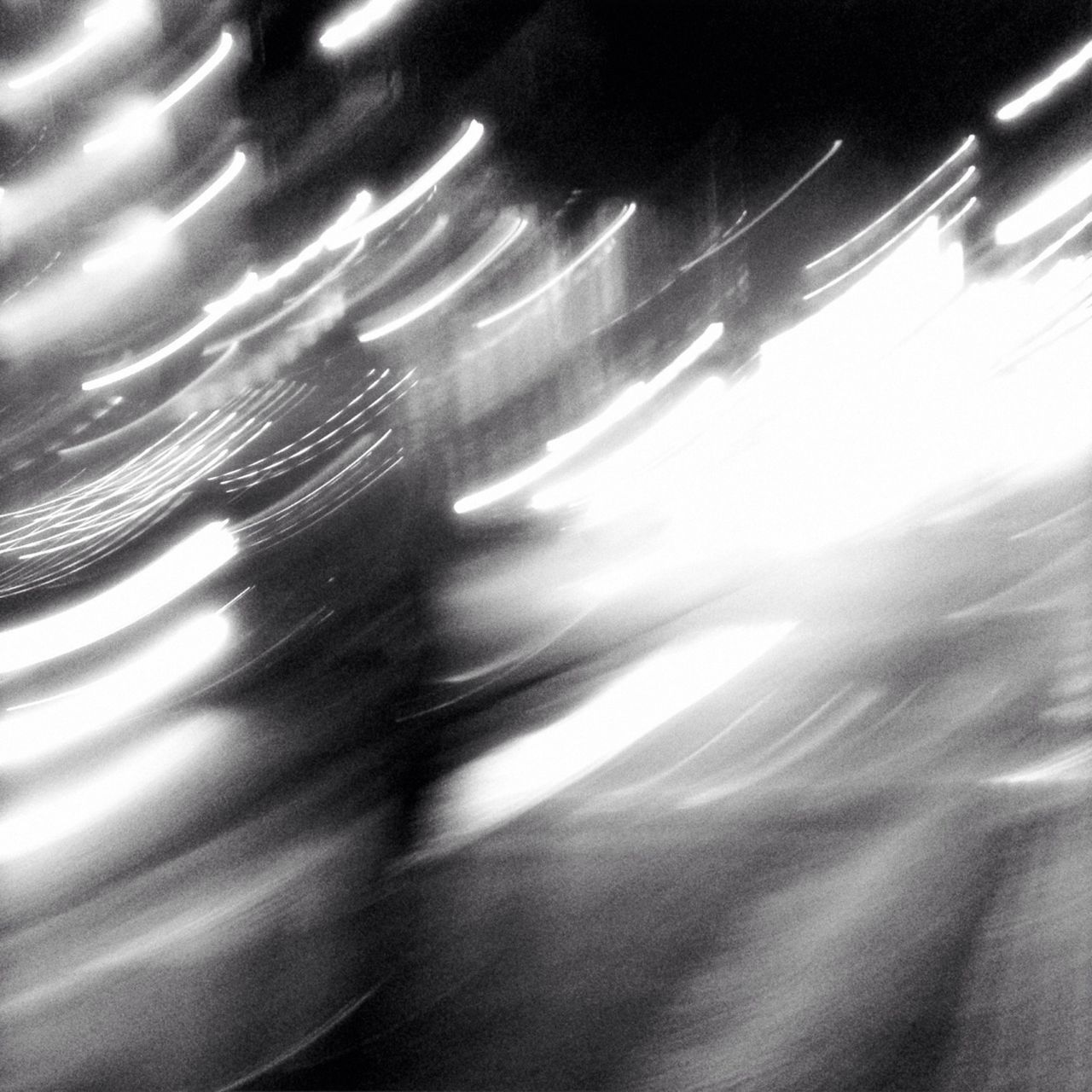 blurred motion, night, illuminated, motion, full frame, indoors, reflection, long exposure, high angle view, backgrounds, abstract, pattern, transportation, street, speed, road, no people, glass - material, car