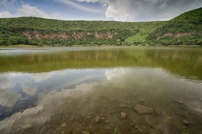 Scenic view of lake against sky