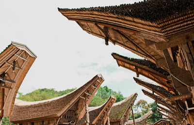 Low angle view of temple building against sky