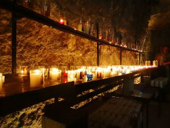 View of illuminated temple at night