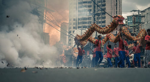 Group of people in front of building