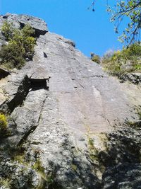 Low angle view of built structure against blue sky