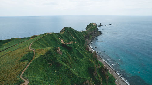 High angle view of beach against sky