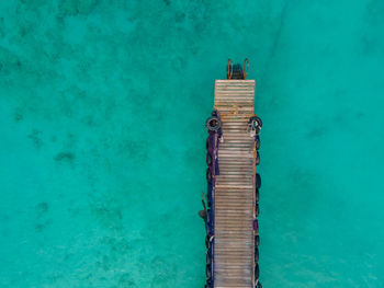 High angle view of pier on swimming pool