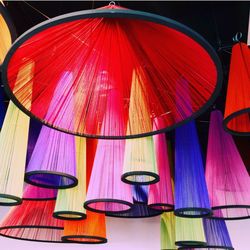 Low angle view of multi colored umbrellas