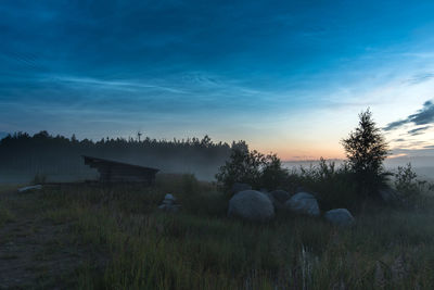 Scenic view of field against sky during sunset